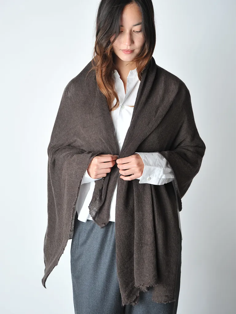 Dark Brown Melange Knit Cashmere Stole