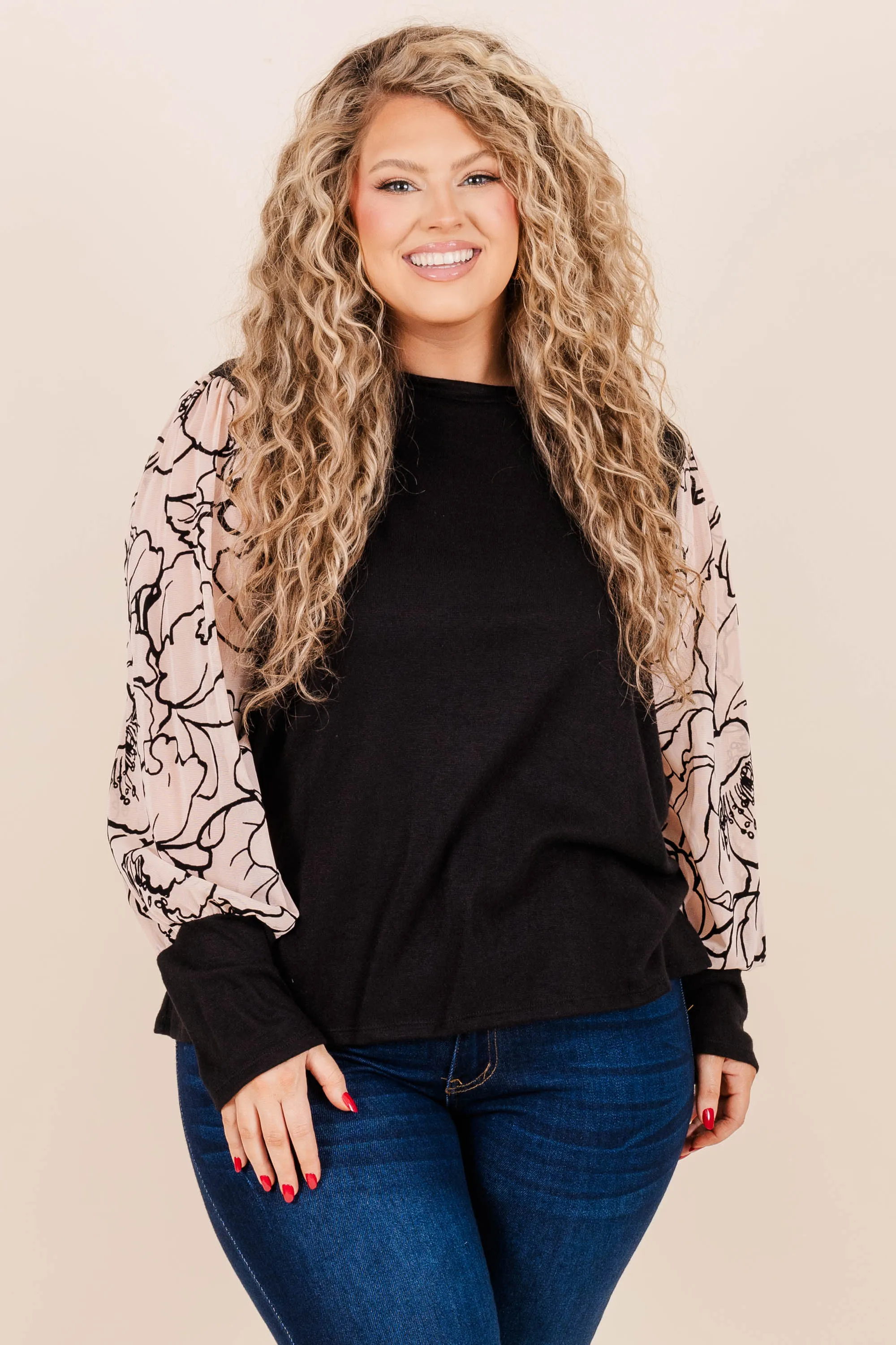 Delicate Heart Top, Black/Taupe