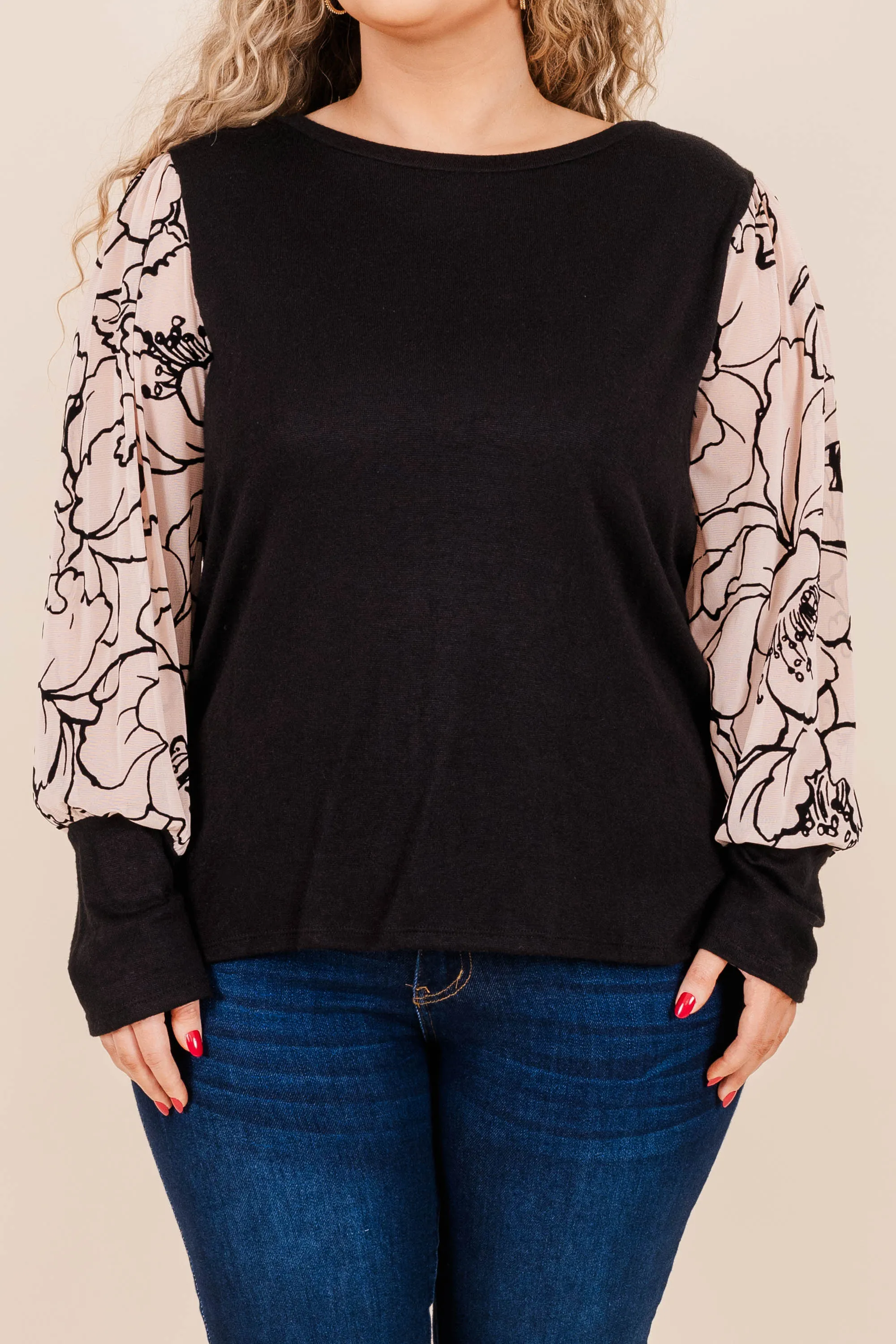 Delicate Heart Top, Black/Taupe