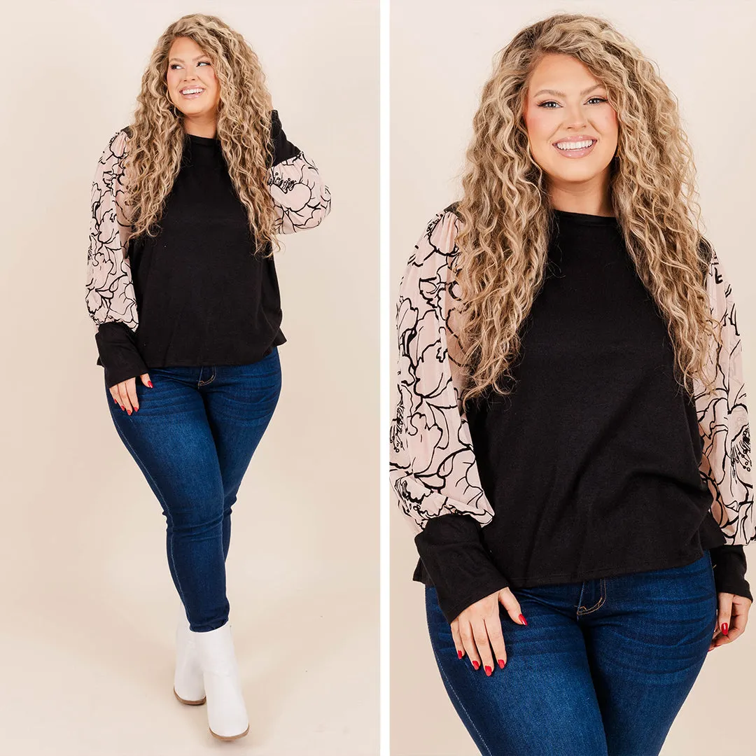 Delicate Heart Top, Black/Taupe