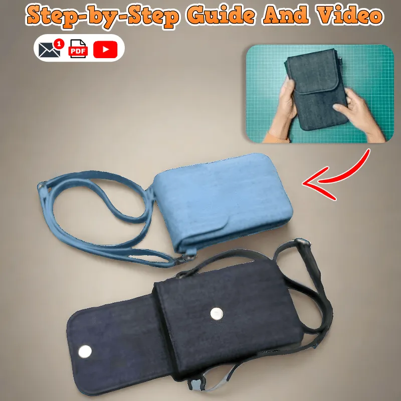 Denim Phone Crossbody Bag PDF Download Pattern (3 sizes included)