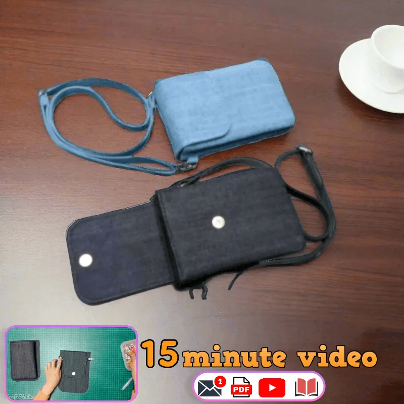 Denim Phone Crossbody Bag PDF Download Pattern (3 sizes included)