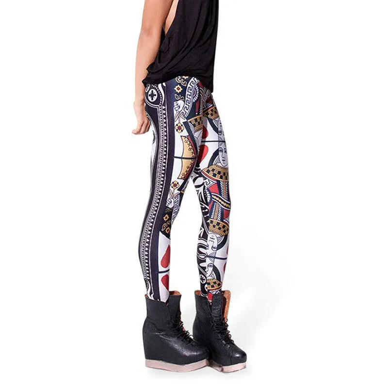 Digital Printed Vintage Fitness Pants Womens Legging Queen Of Hearts Leggings SM6