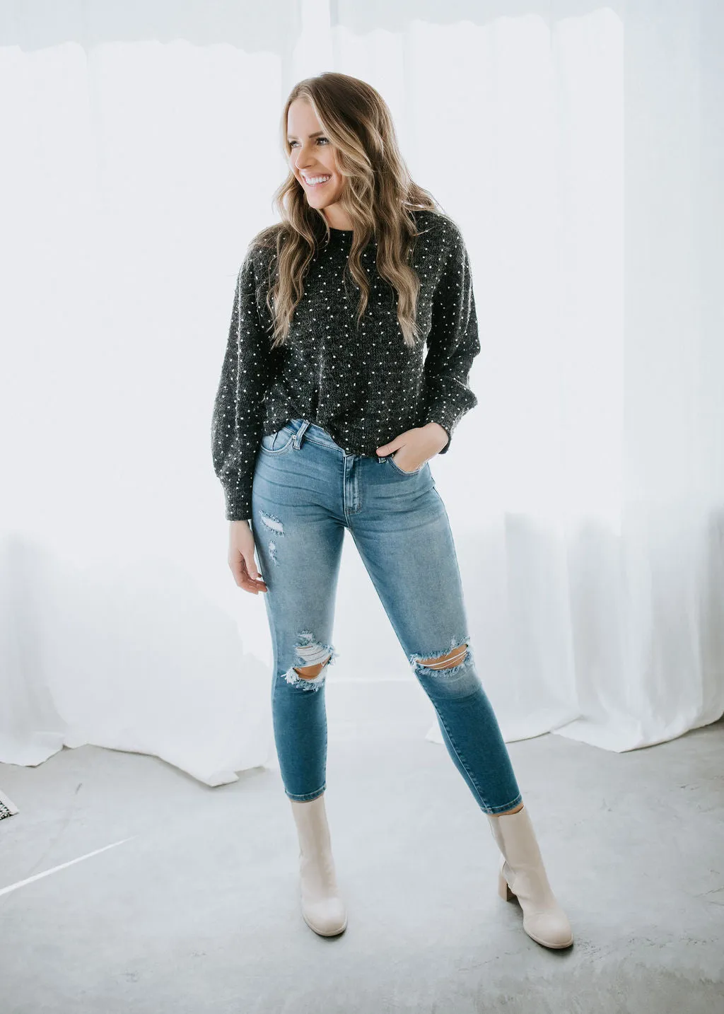 Dot Topic Knit Top