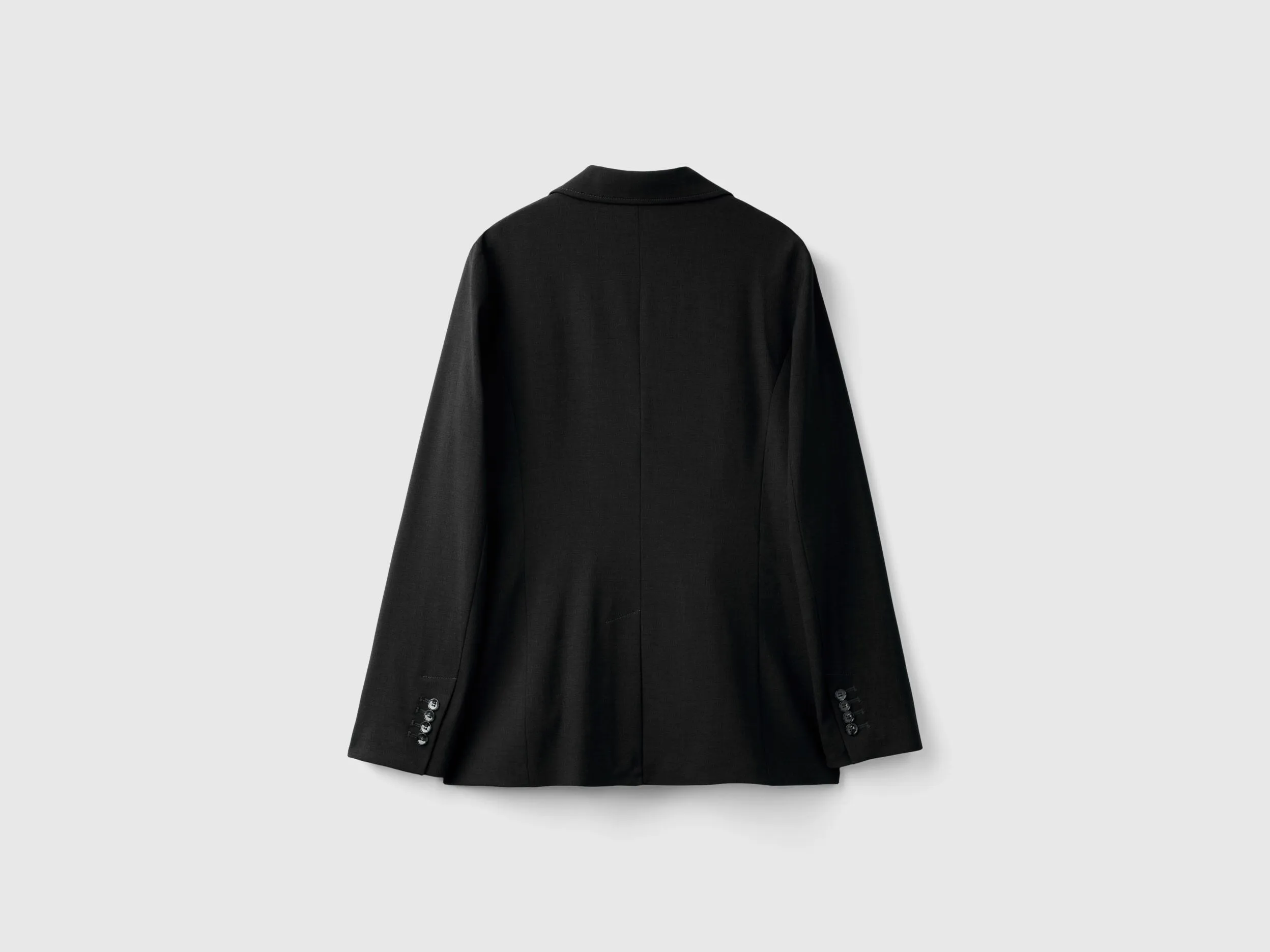 Double-breasted jacket in stretch viscose blend - Black | Benetton