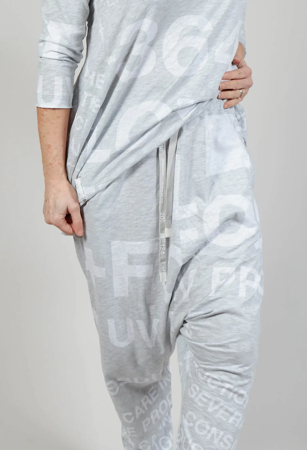 Drop Crotch Jersey Joggers in Grey Print