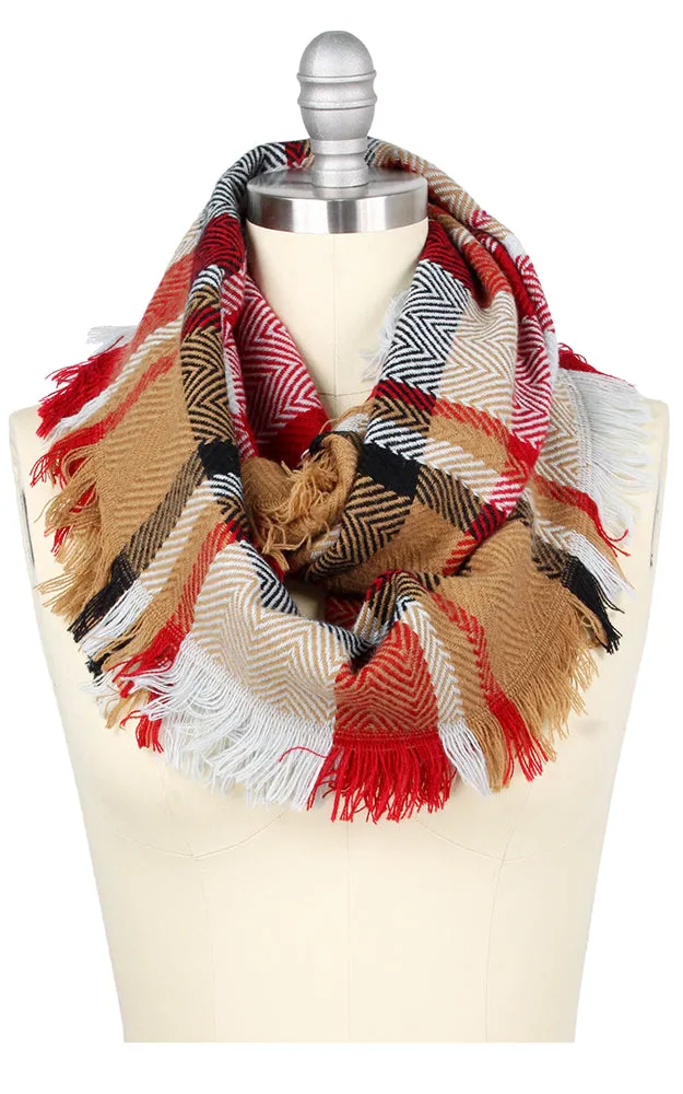 EAS9482 Plaid Infinity Scarf