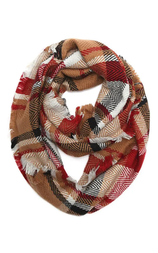 EAS9482 Plaid Infinity Scarf