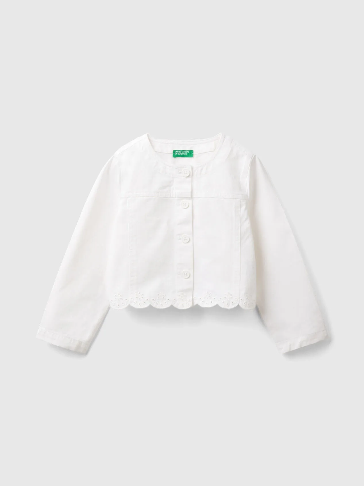 Elegant jacket with embroidery - White | Benetton