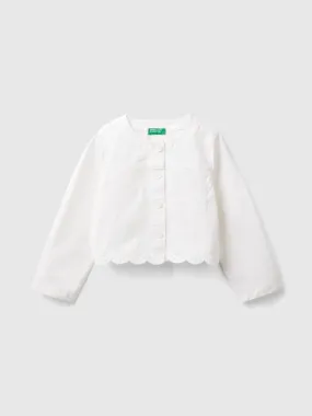 Elegant jacket with embroidery - White | Benetton