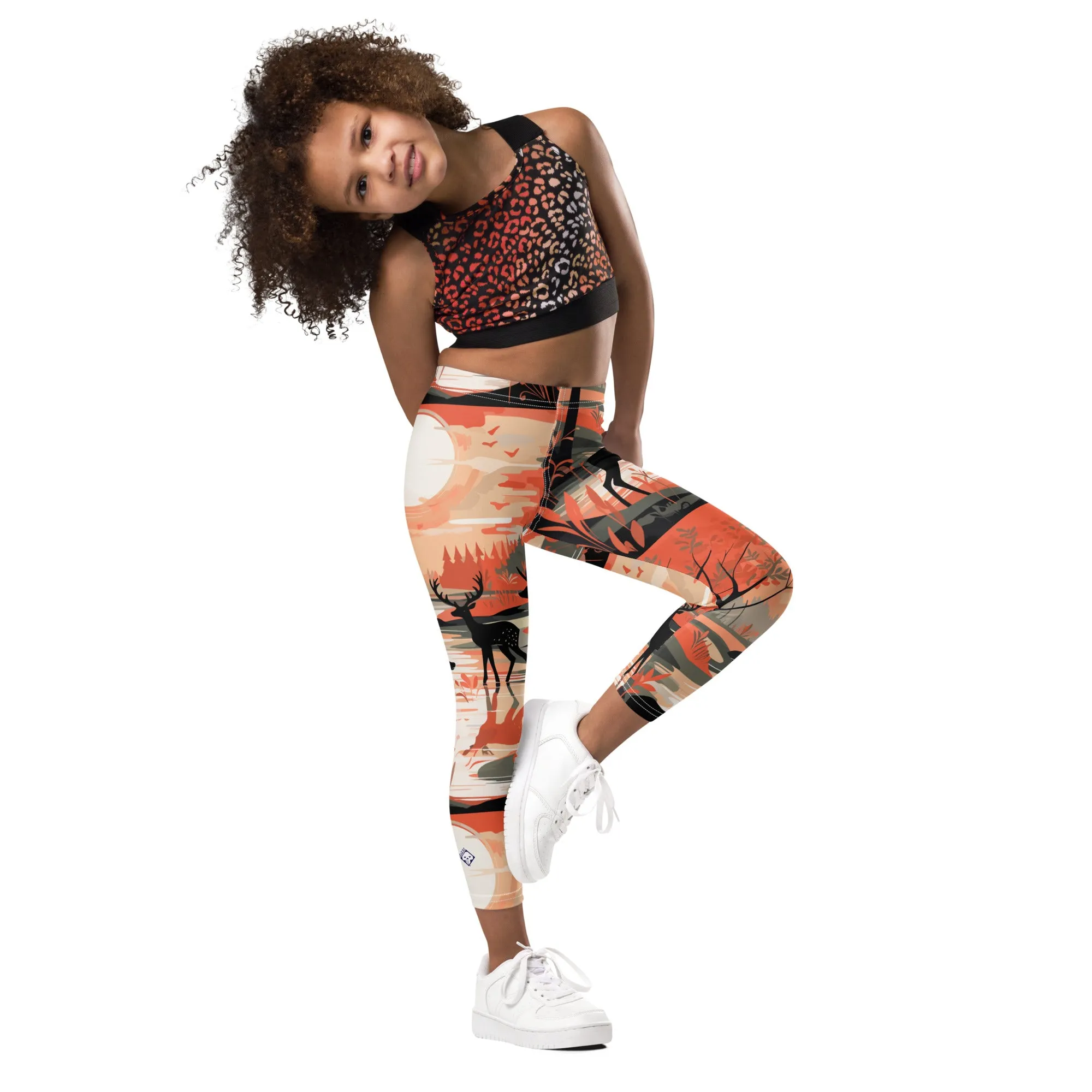 Embrace Nature's Beauty with Girls' Deer Forest Yoga Pants