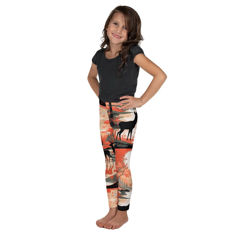 Embrace Nature's Beauty with Girls' Deer Forest Yoga Pants