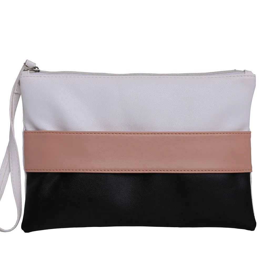 Envelope Bags Handbags Women Famous s Stitching Hit Color Stripe Clutch Bag PU Leather bolsos femenina
