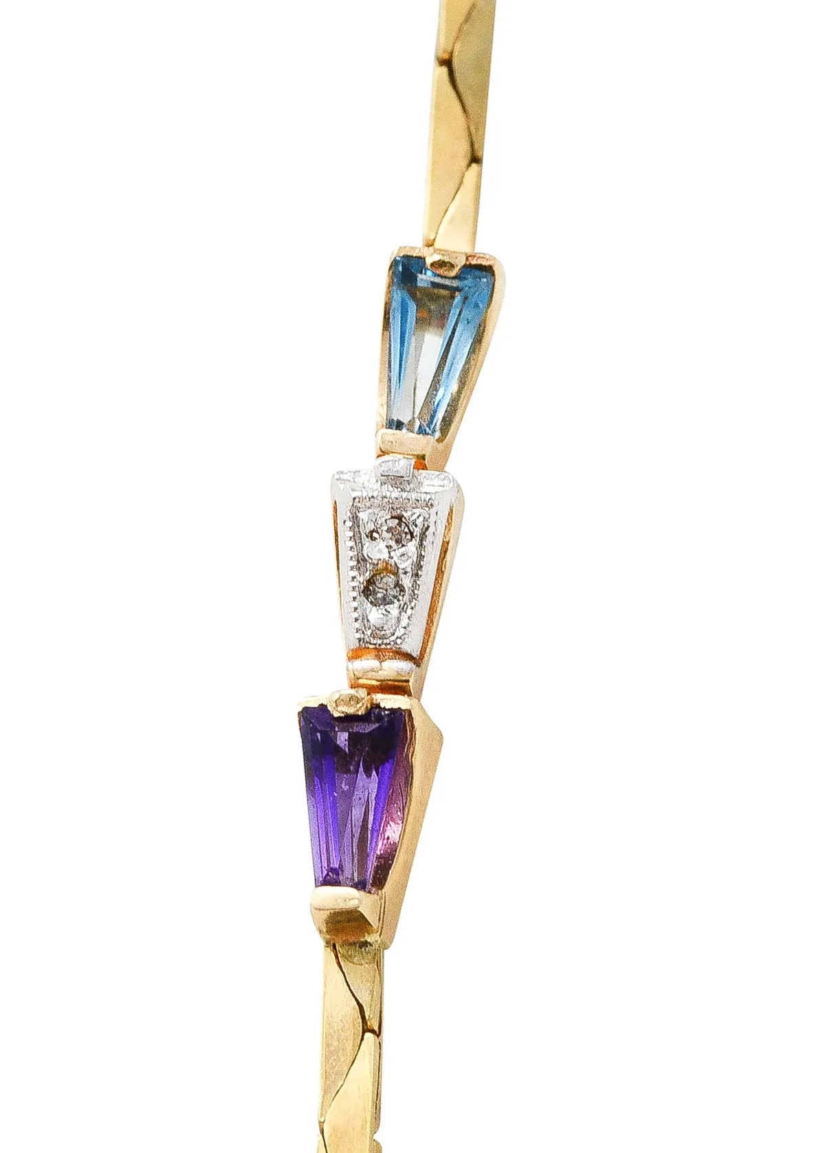 Erte Beauty of The Beast Diamond Amethyst Topaz Onyx Mother-Of-Pearl Platinum 14 Karat Yellow Gold Beauty and the Beast Vintage 