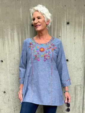 Florentina Blue Floral Tunic