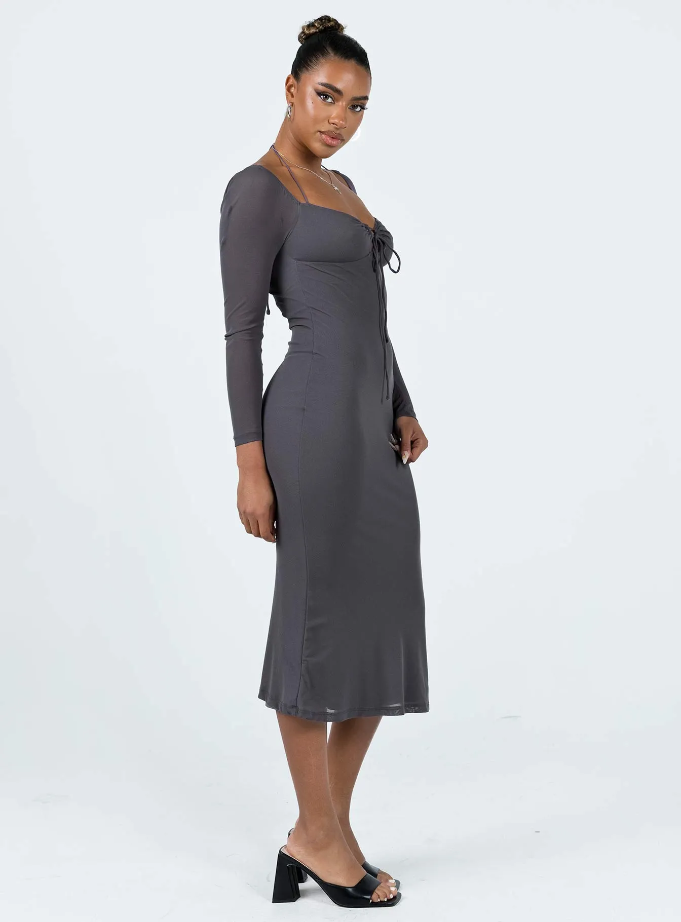 Fowlers Long Sleeve Midi Dress Slate