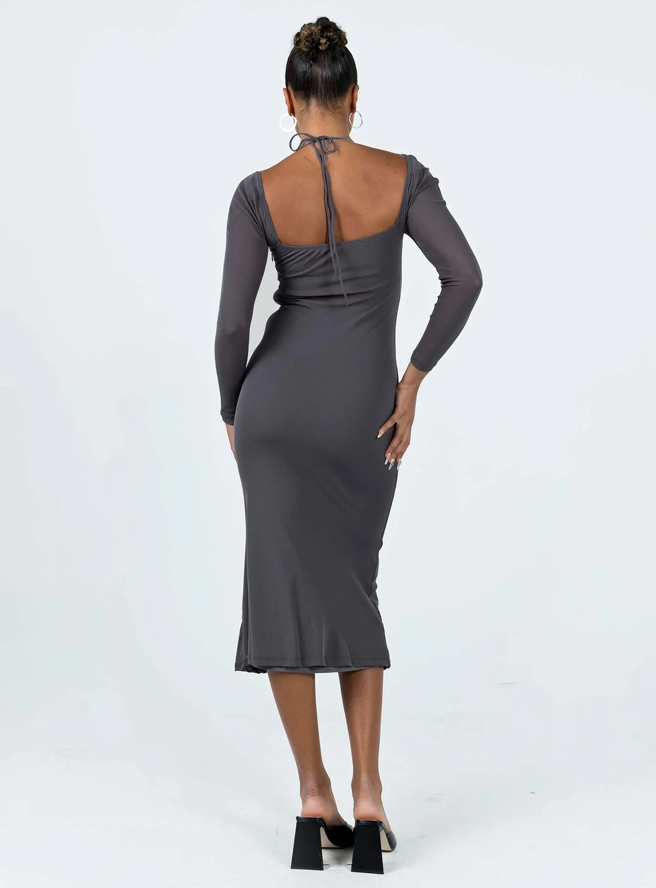 Fowlers Long Sleeve Midi Dress Slate