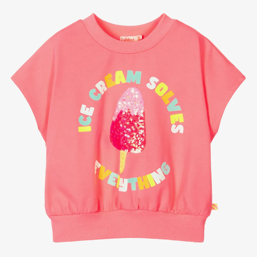 Girls Pink Slip-Over Sweatshirt