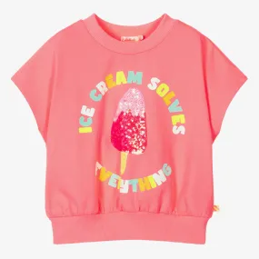 Girls Pink Slip-Over Sweatshirt