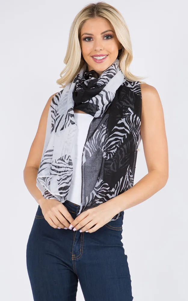 GPO228 Zigzag Zebra Print Scarf