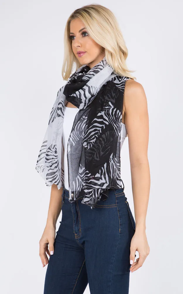 GPO228 Zigzag Zebra Print Scarf