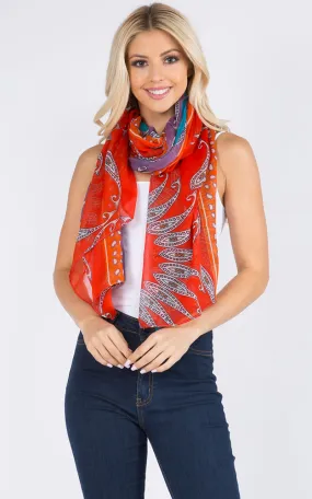 GPO969 Exotic Multi Pattern Print Oblong Scarf