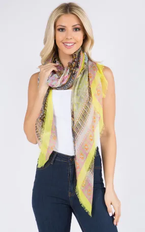 GPS125 Multi Pattern Print Oblong Scarf