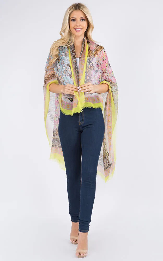 GPS125 Multi Pattern Print Oblong Scarf