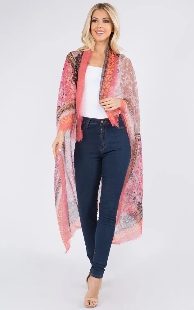 GPS125 Multi Pattern Print Oblong Scarf