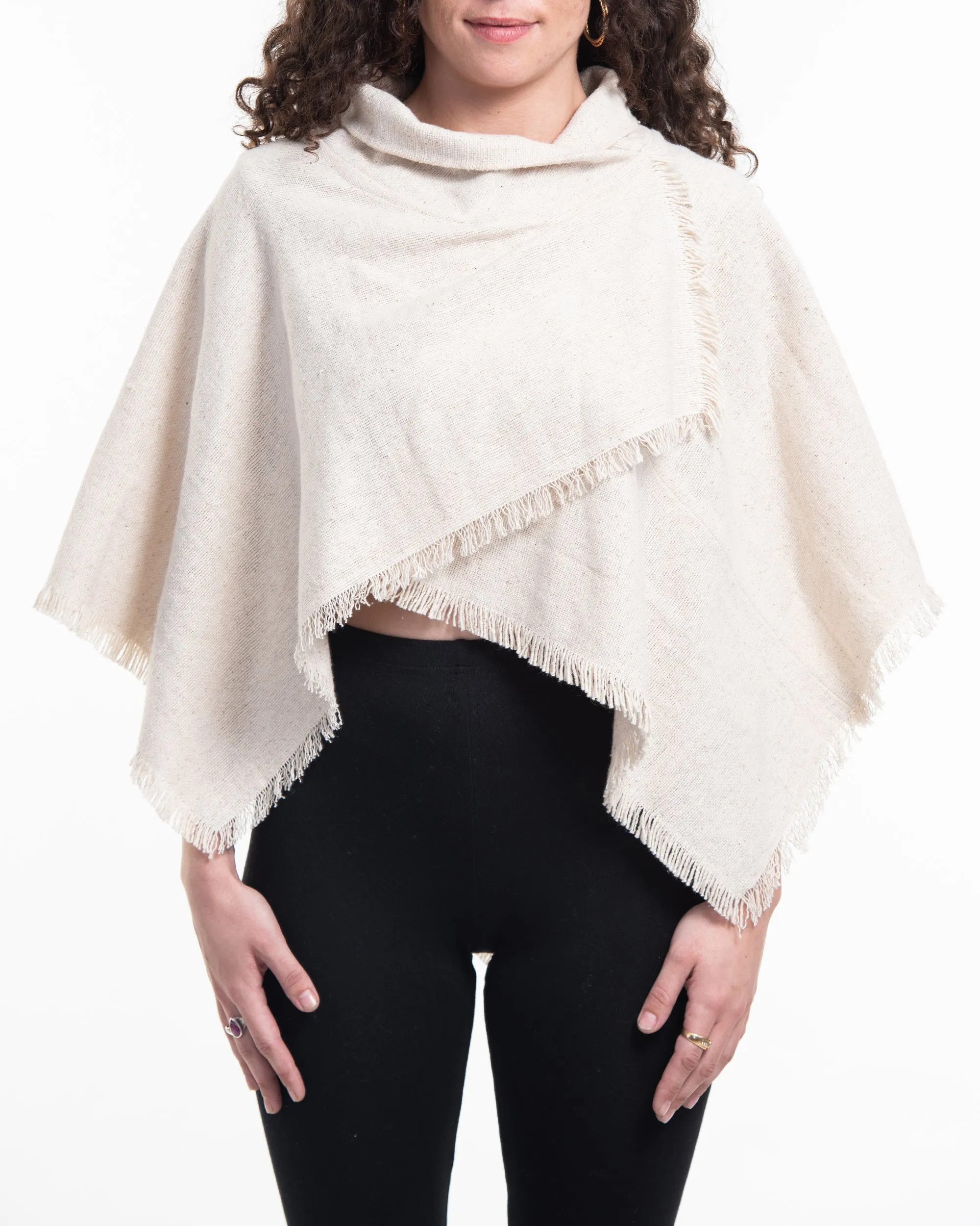 Hand Woven Cotton Shawl Scarf in Natural