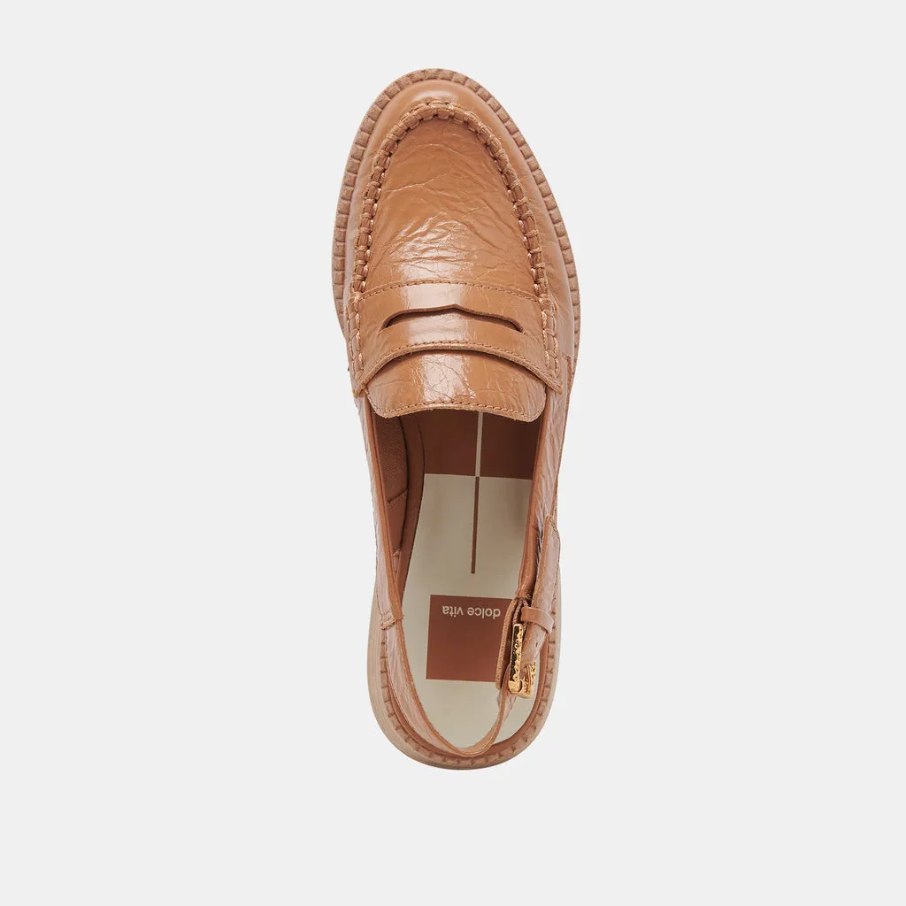 HARDI LOAFERS TAN CRINKLE PATENT– Dolce Vita 6973778493506