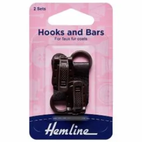Hemline Hook and Bar Fastener. Dark Brown . Qty 2.