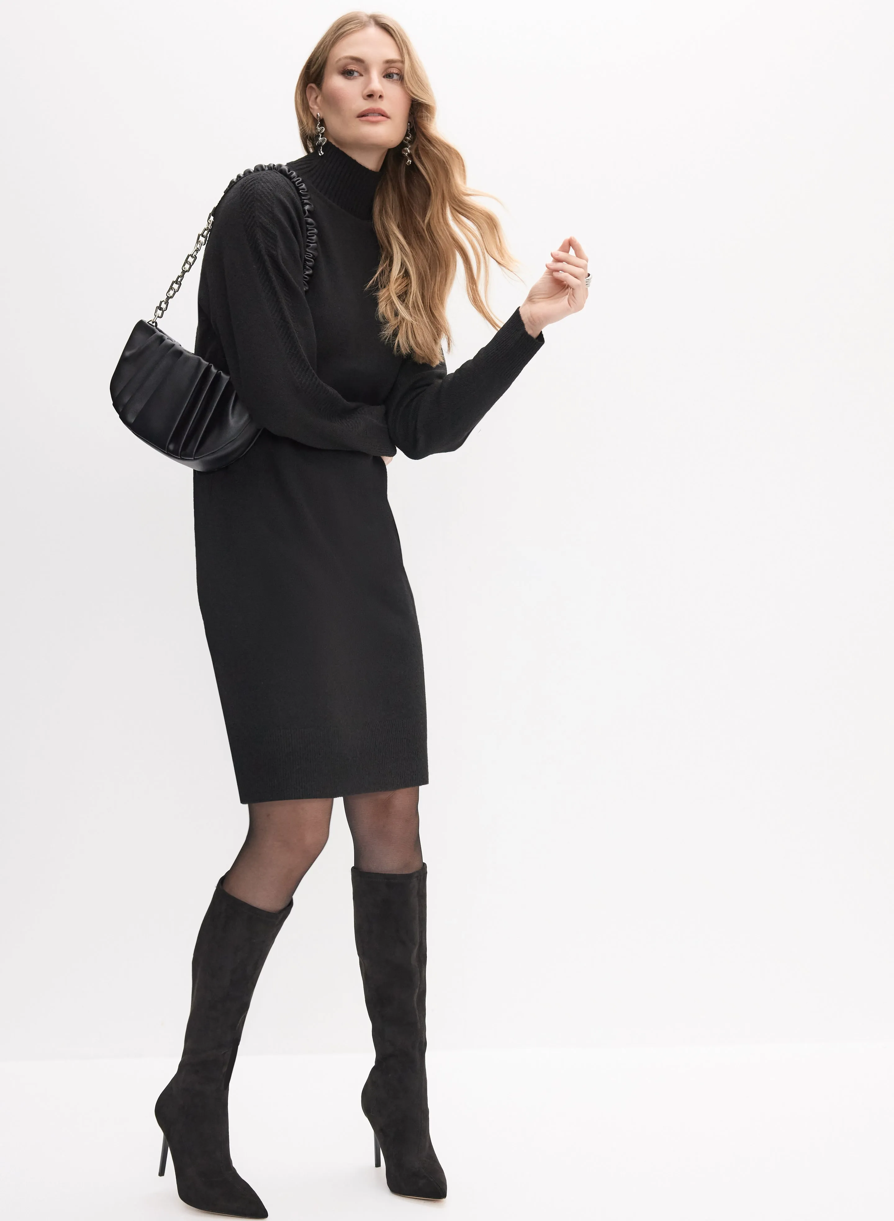 High Neck Sweater Dress