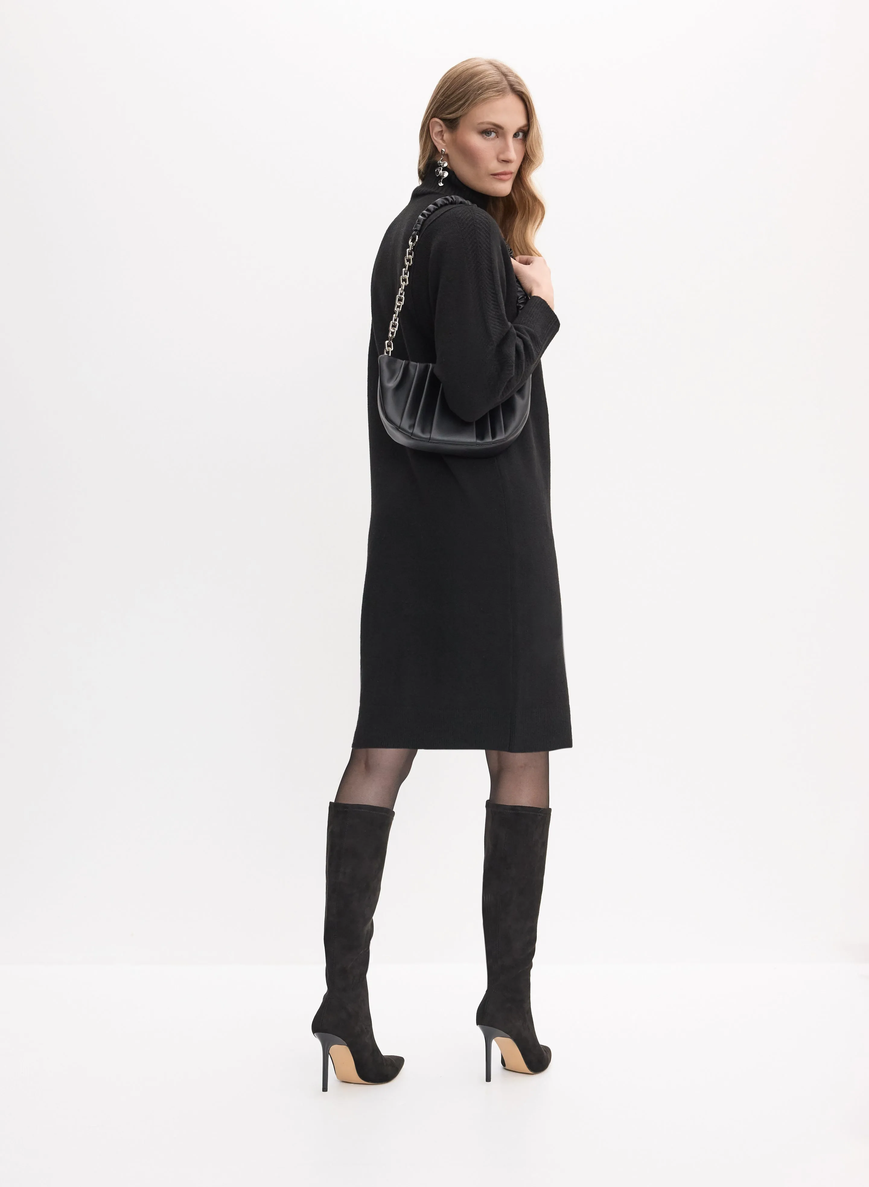 High Neck Sweater Dress