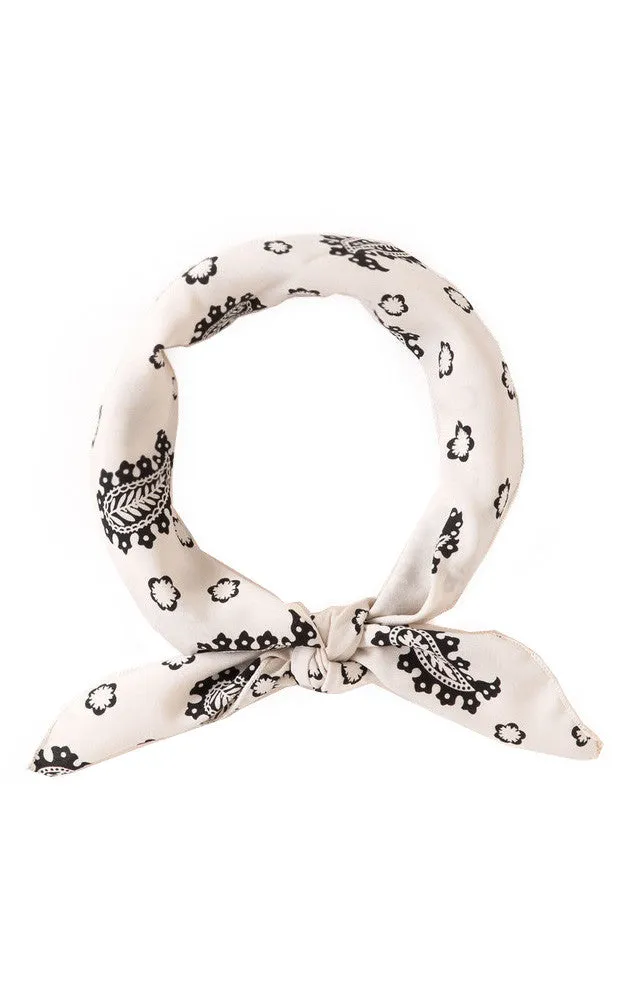 HM209 White Paisley Flower Bandanna Scarf