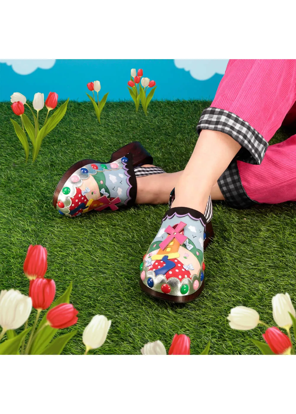 Irregular Choice Your Biggest Fan Windmills Klompen Zwart