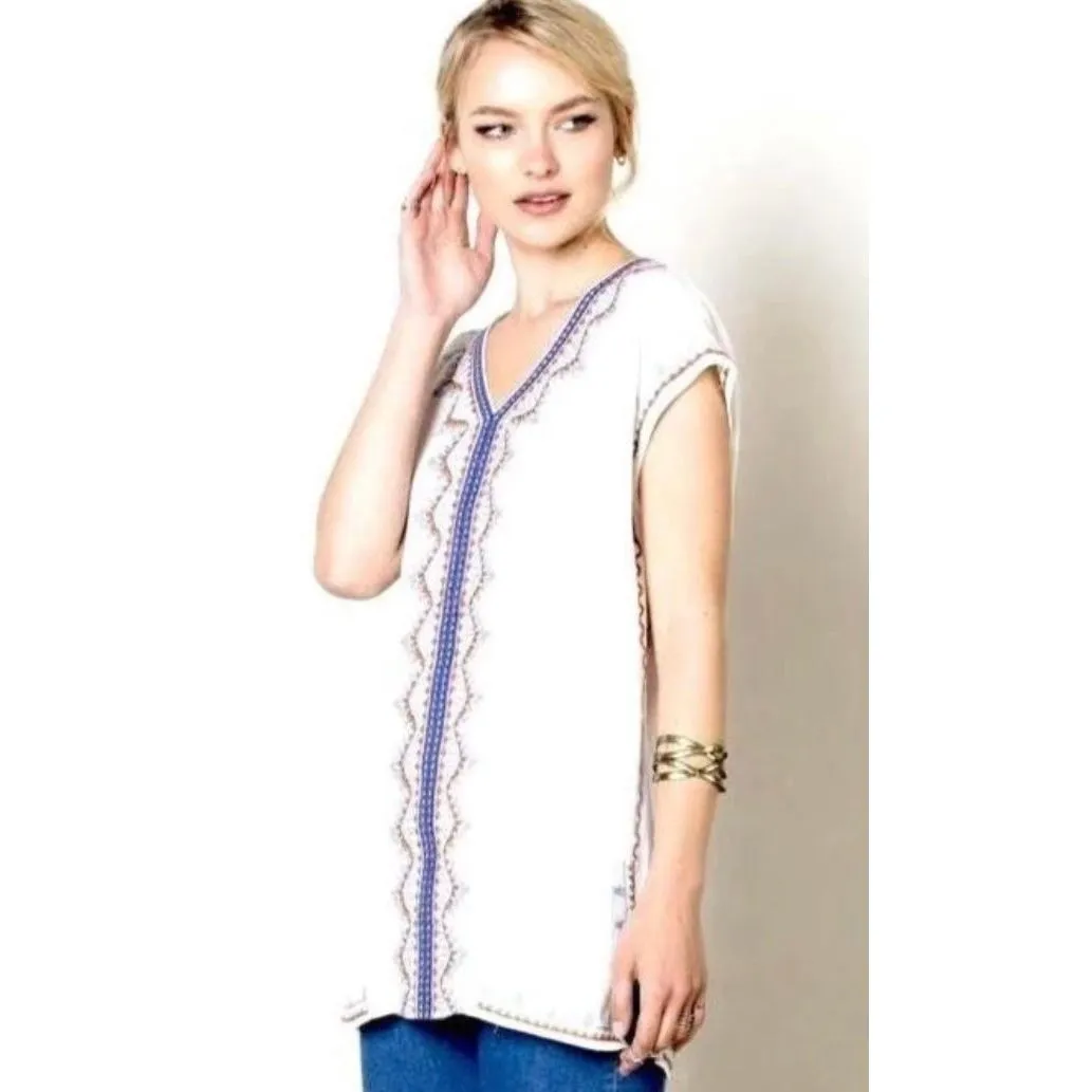 Isa THML Cream Detailed Tunic Top-SALE