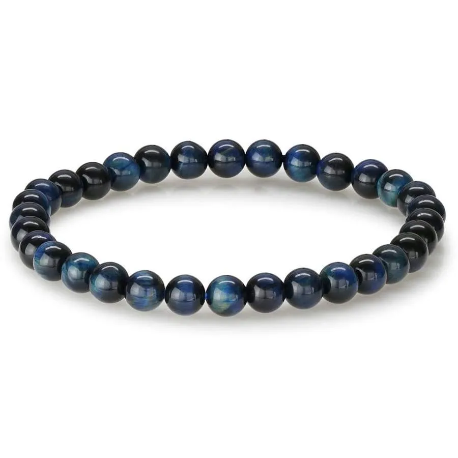 Italgem Blue Tiger's Eye Beaded Stretch Bracelet