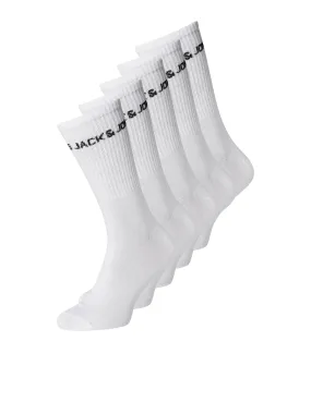 JACK & JONES White 5 Pack Logo Tennis Socks