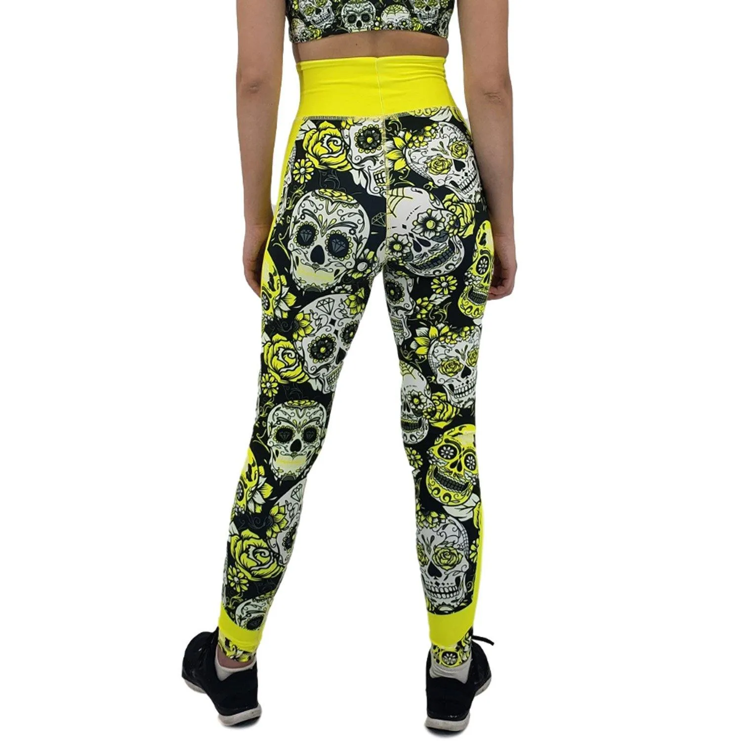 Jean Neon Yellow Sugar Skull Leggings