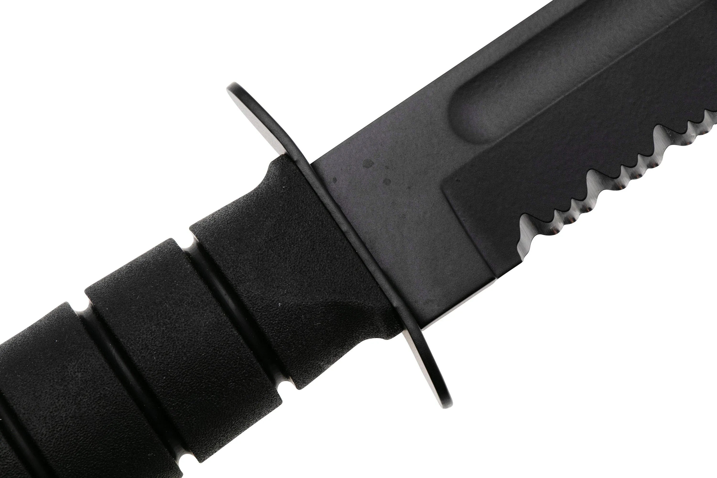 KA-BAR 1212 partially serrated, fixed knife, leather sheath