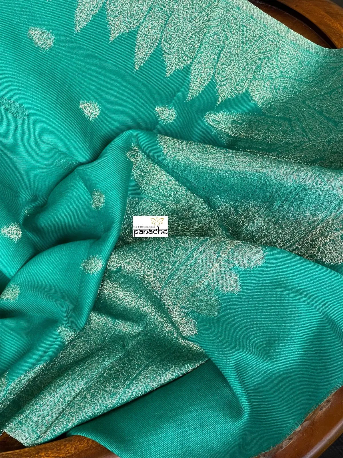 Kashmiri Pashmina Stole - Sea Green Resham Woven