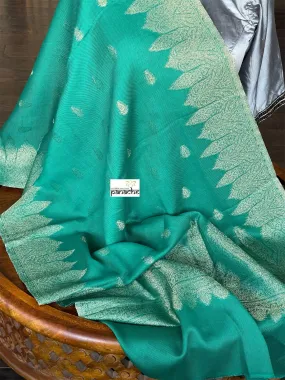 Kashmiri Pashmina Stole - Sea Green Resham Woven