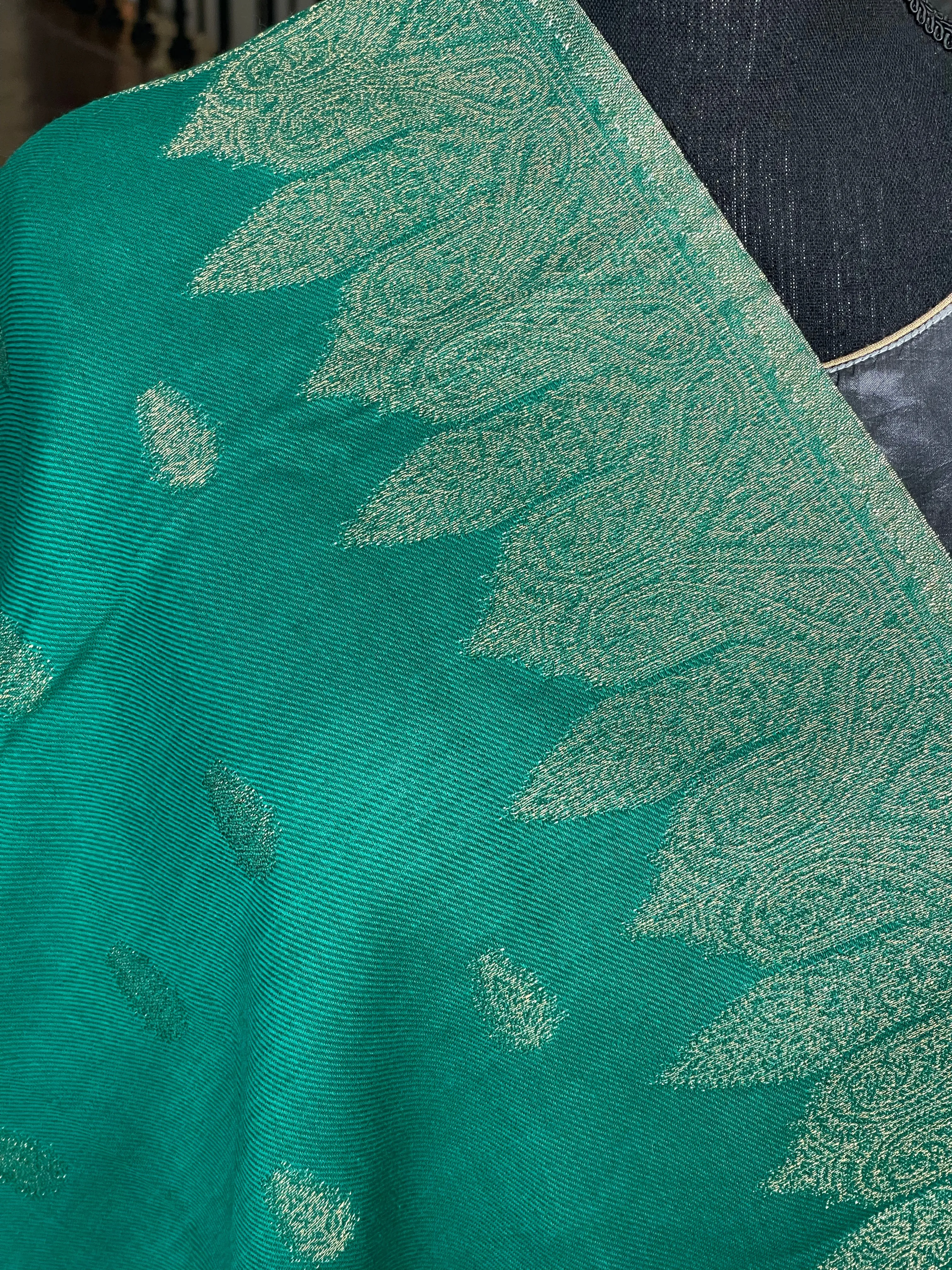 Kashmiri Pashmina Stole - Sea Green Resham Woven