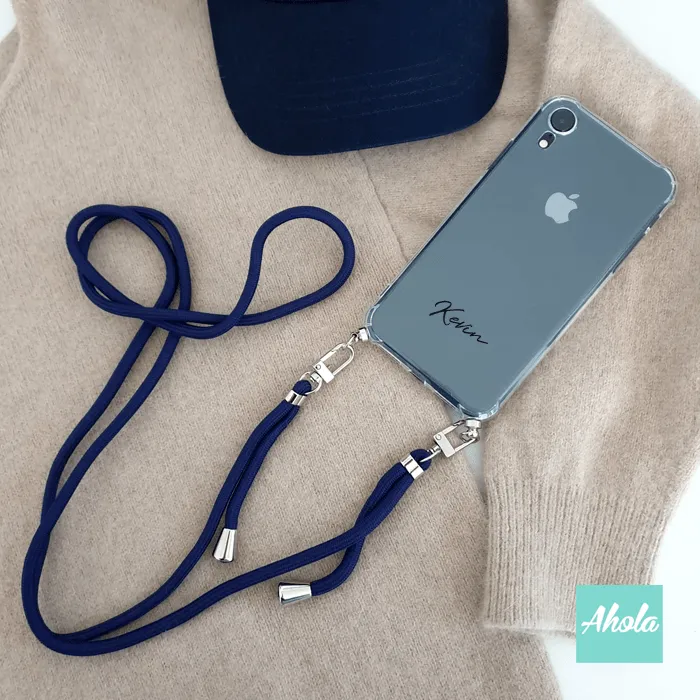 【Kelce】Crossbody Adjustable Lanyard TPU Transparent Phone Case 自定名字掛頸透明電話軟殼