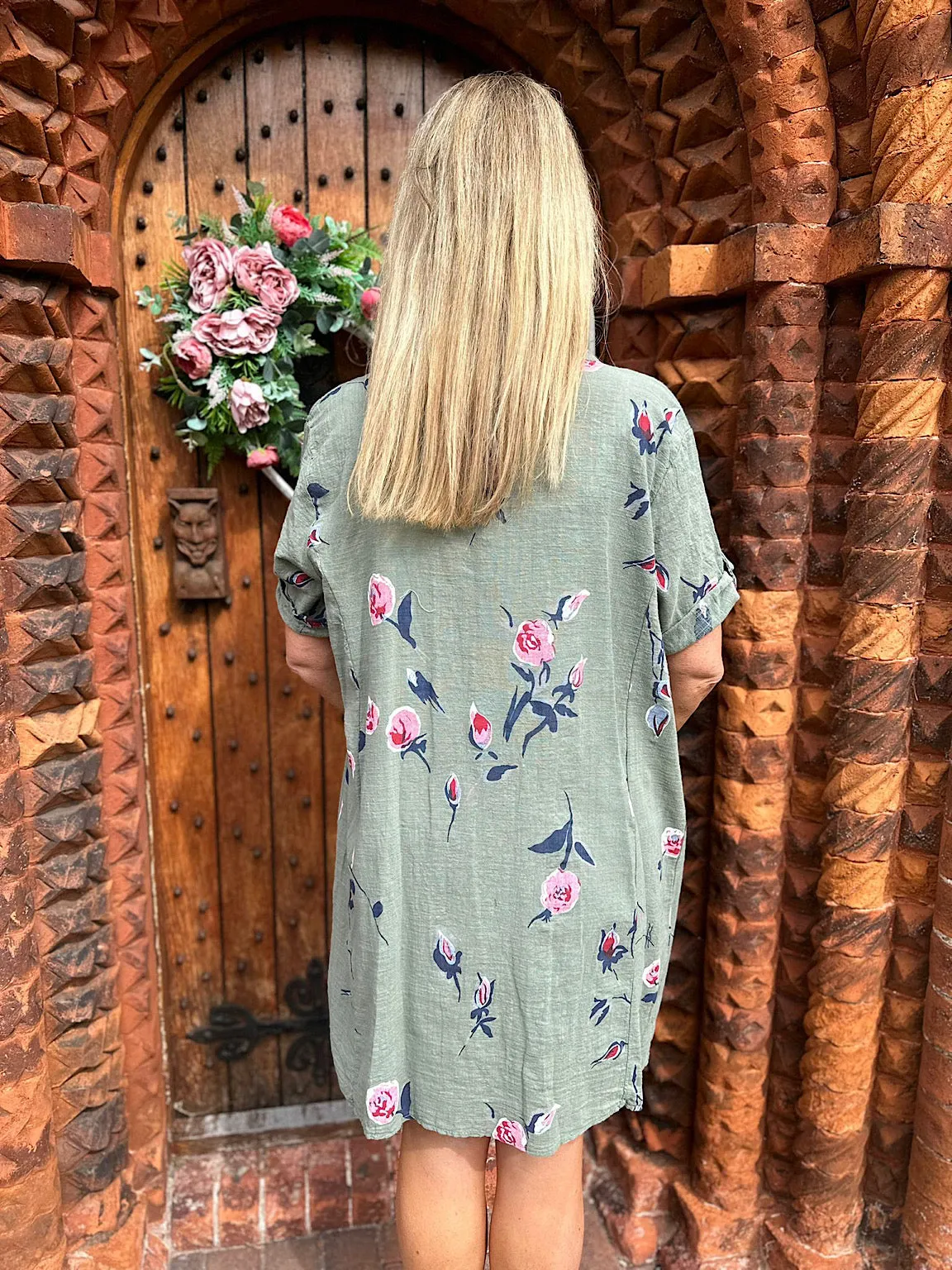 Khaki Floral Pocket Tunic Sasha