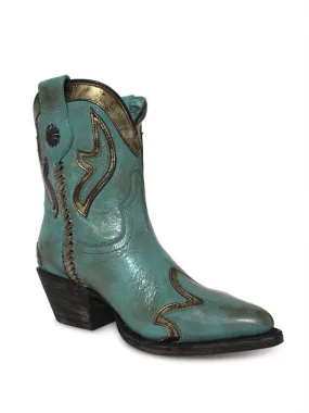 Ladies Corral Turquoise Gold Overlay Ankle Booties