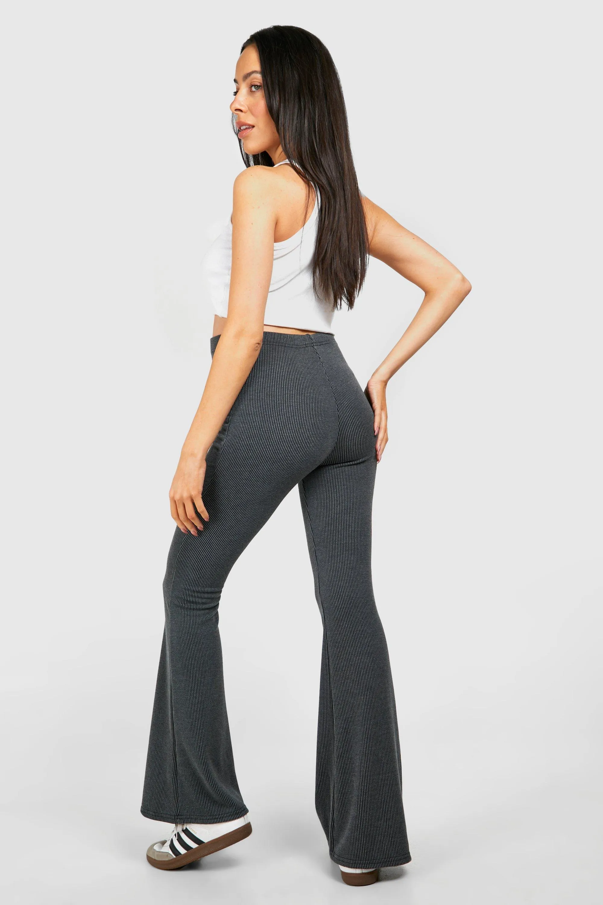 Leggings | Maternity Acid Wash Ribbed Flared Leggings | boohoo