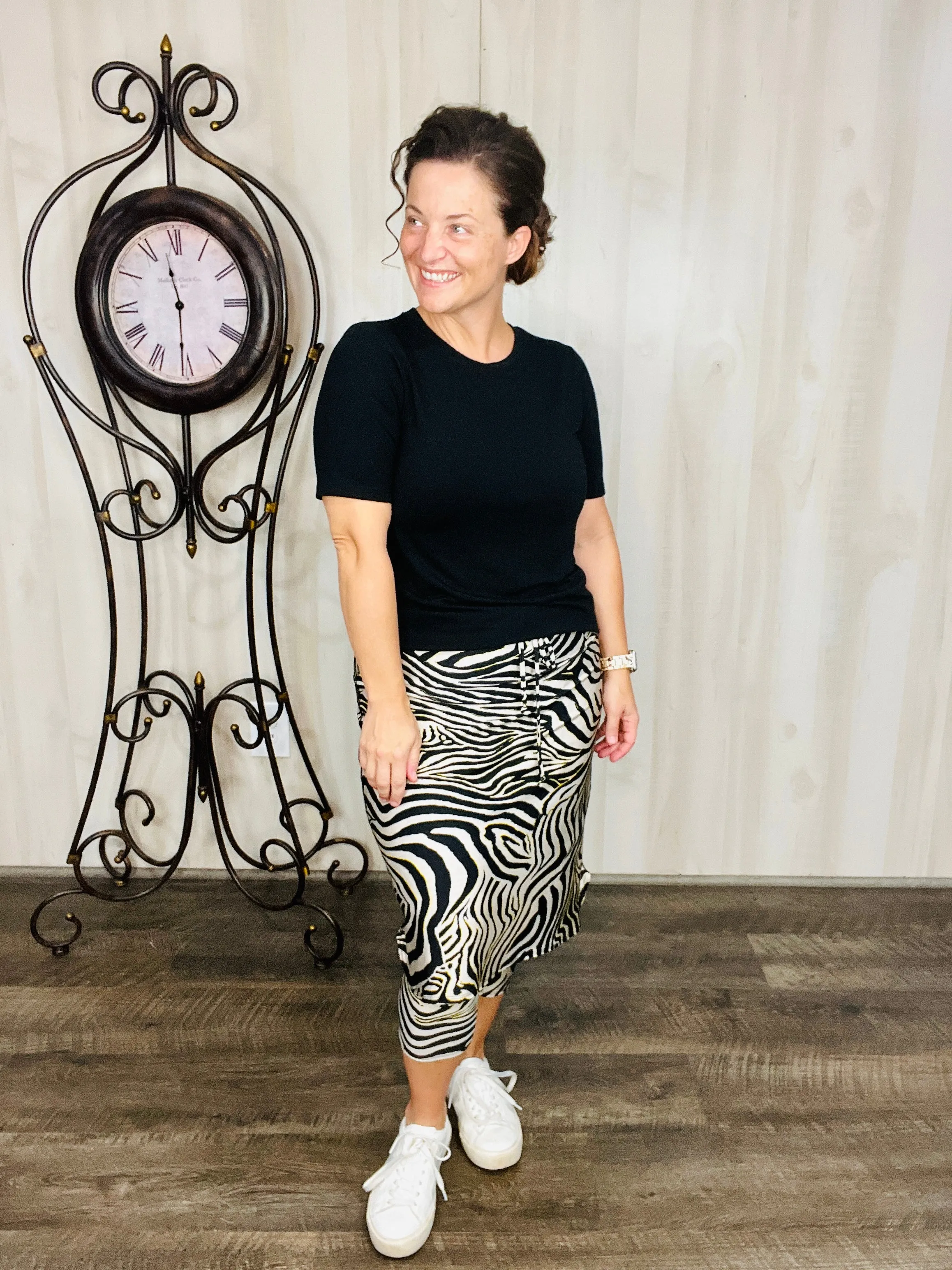 Lisa Zebra Print Swim/Active Skirt 26 (Capri Leggings)