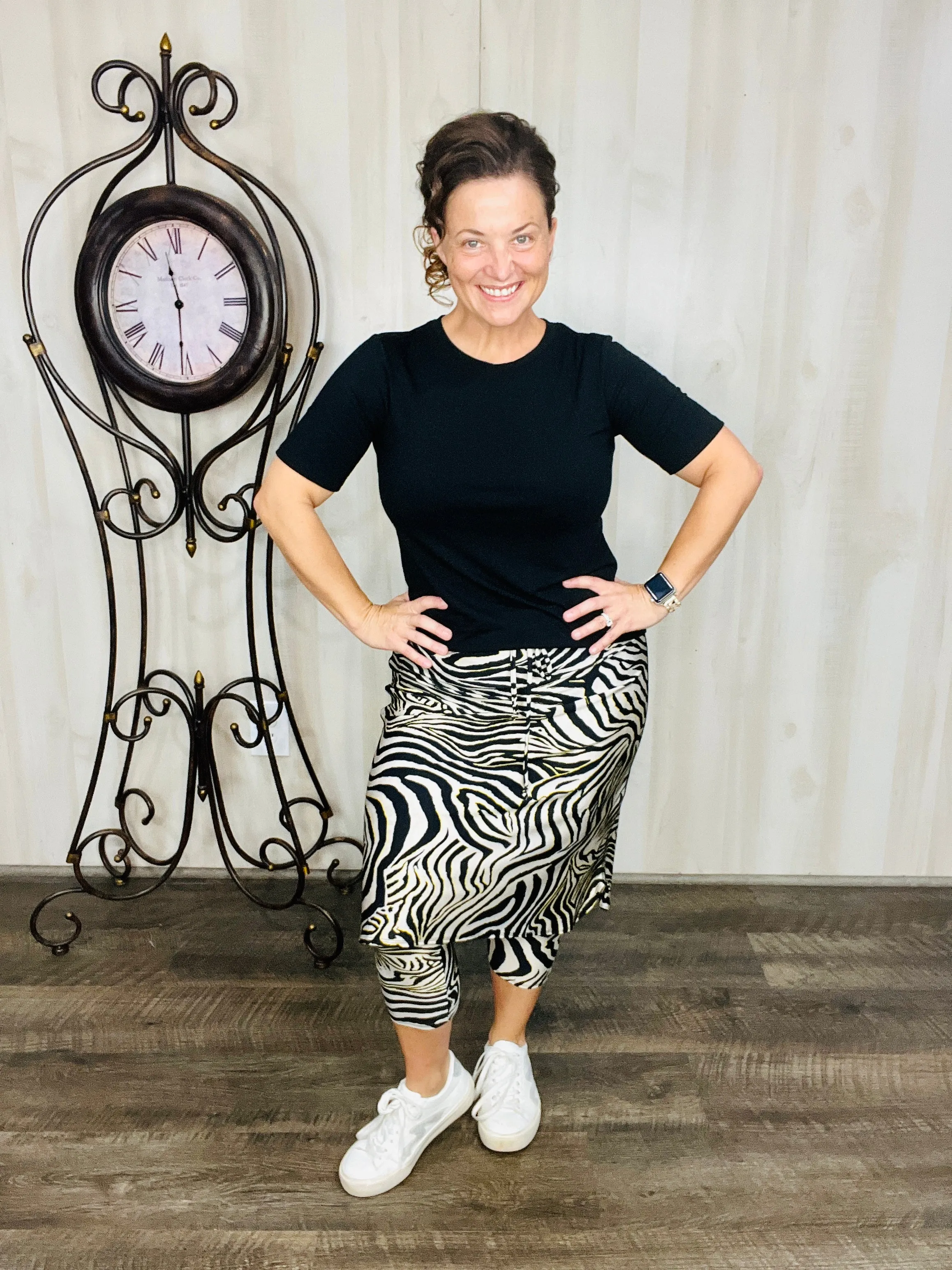 Lisa Zebra Print Swim/Active Skirt 26 (Capri Leggings)